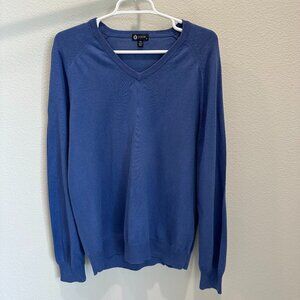 J.Crew Cotton & Cashmere Blue V-Neck Long Sleeve Knit Sweater Medium